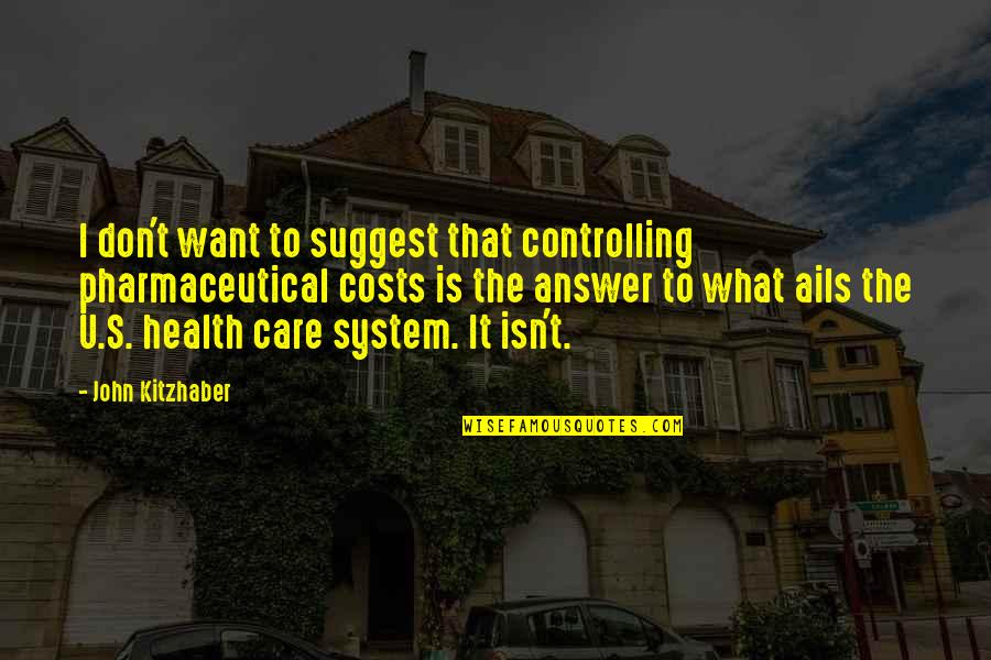 Funny Stationary Quotes By John Kitzhaber: I don't want to suggest that controlling pharmaceutical