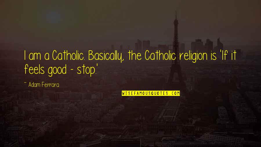 Funny Stop Quotes By Adam Ferrara: I am a Catholic. Basically, the Catholic religion