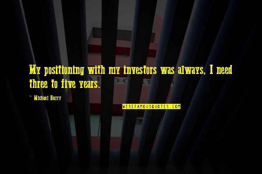 Funny Stream Quotes By Michael Burry: My positioning with my investors was always, I