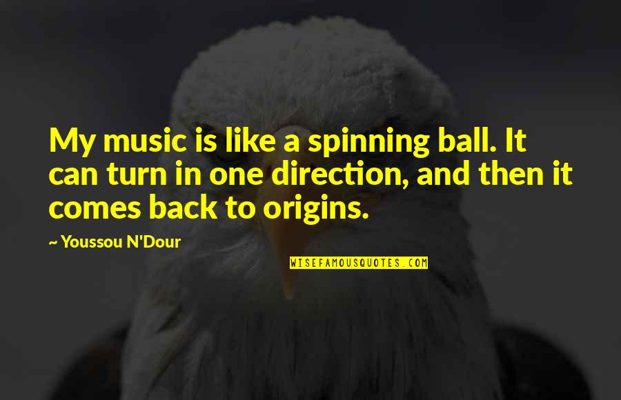 Funny Striving Quotes By Youssou N'Dour: My music is like a spinning ball. It