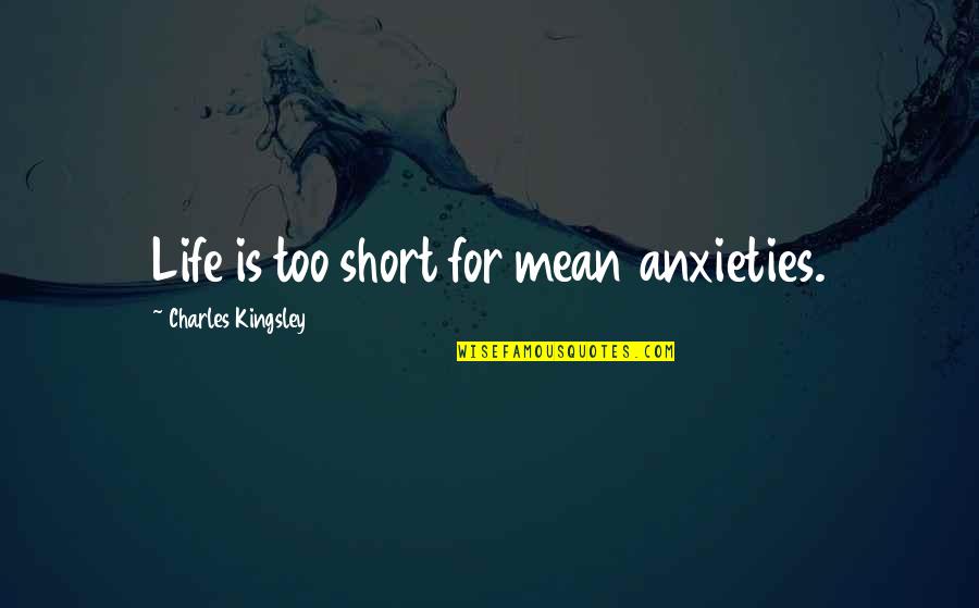 Funny Student Government Quotes By Charles Kingsley: Life is too short for mean anxieties.