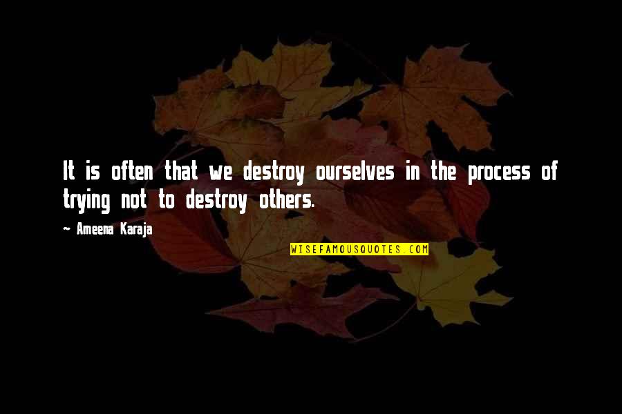 Funny Summer Days Quotes By Ameena Karaja: It is often that we destroy ourselves in Funny Summer Days Quotes By Ameena Karaja: It is often that we destroy ourselves in
