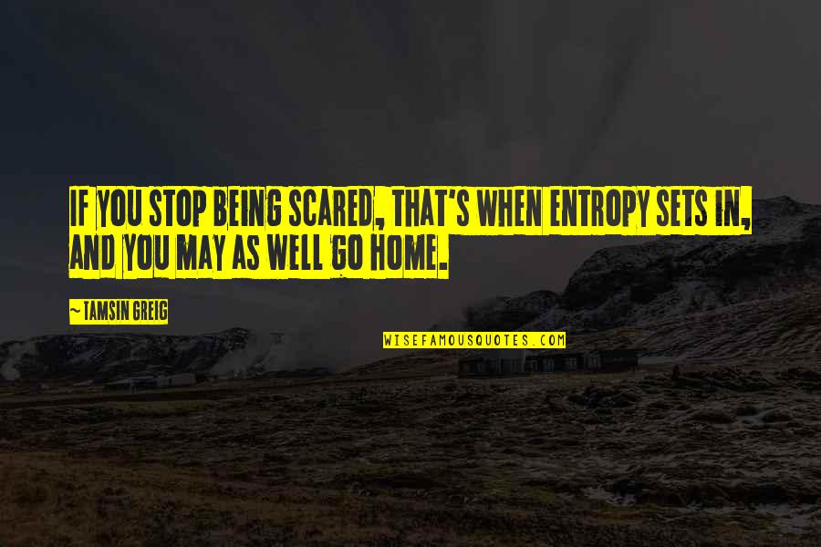 Funny Swahili Quotes By Tamsin Greig: If you stop being scared, that's when entropy
