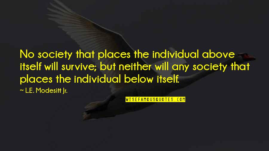 Funny Take A Chance Quotes By L.E. Modesitt Jr.: No society that places the individual above itself Funny Take A Chance Quotes By L.E. Modesitt Jr.: No society that places the individual above itself