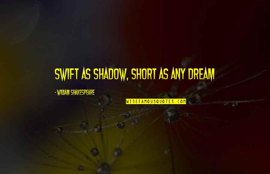 Funny Team Leader Quotes By William Shakespeare: Swift as shadow, short as any dream Funny Team Leader Quotes By William Shakespeare: Swift as shadow, short as any dream