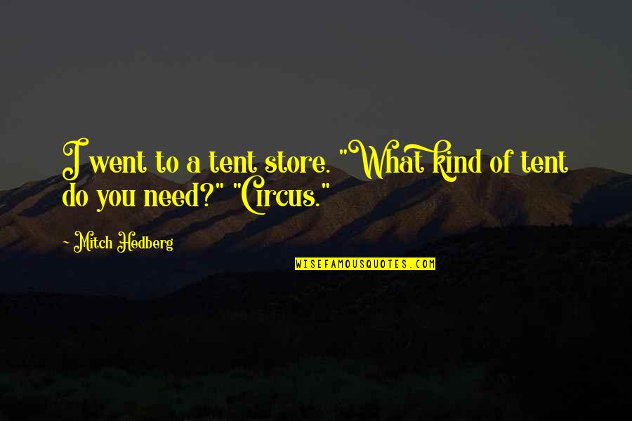 Funny Tent Quotes By Mitch Hedberg: I went to a tent store. "What kind