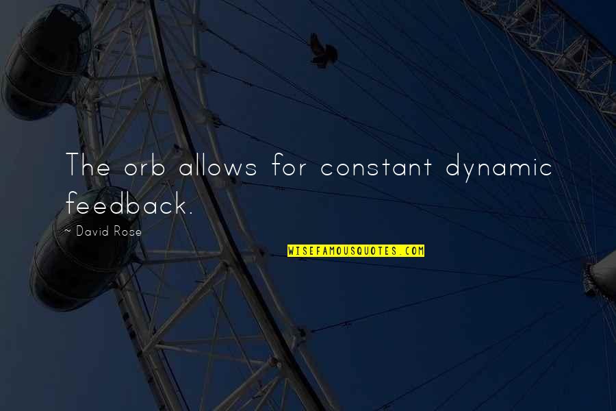 Funny Thing About Life Quotes By David Rose: The orb allows for constant dynamic feedback.