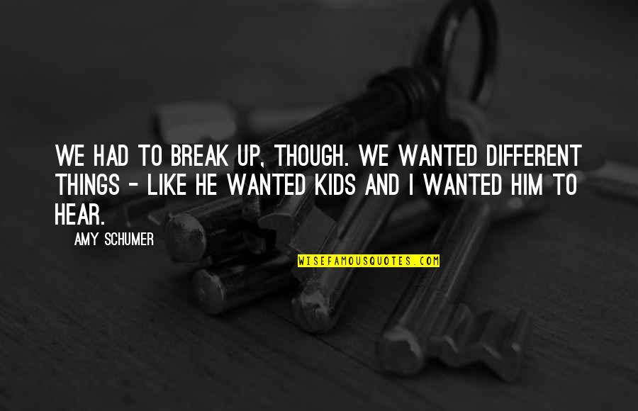 Funny Things Quotes By Amy Schumer: We had to break up, though. We wanted Funny Things Quotes By Amy Schumer: We had to break up, though. We wanted