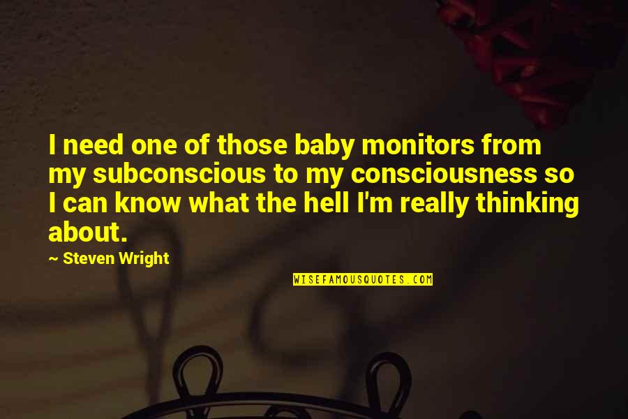 Funny Threat Quotes By Steven Wright: I need one of those baby monitors from