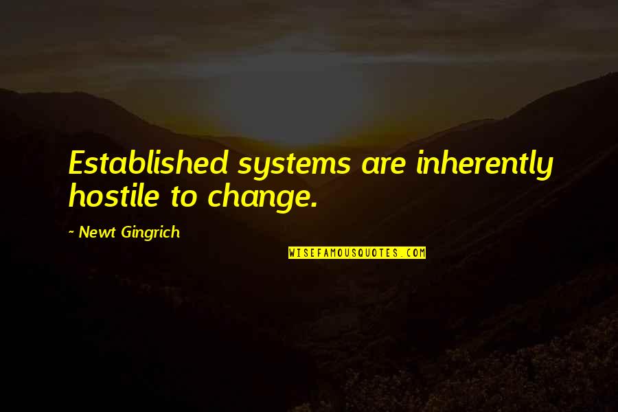 Funny Thursday Thursday Quotes By Newt Gingrich: Established systems are inherently hostile to change. Funny Thursday Thursday Quotes By Newt Gingrich: Established systems are inherently hostile to change.