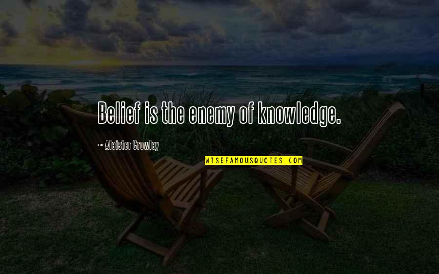 Funny Tile Quotes By Aleister Crowley: Belief is the enemy of knowledge.