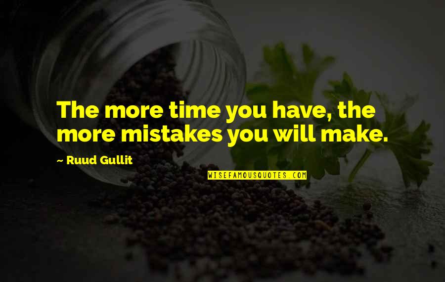 Funny Trap Music Quotes By Ruud Gullit: The more time you have, the more mistakes