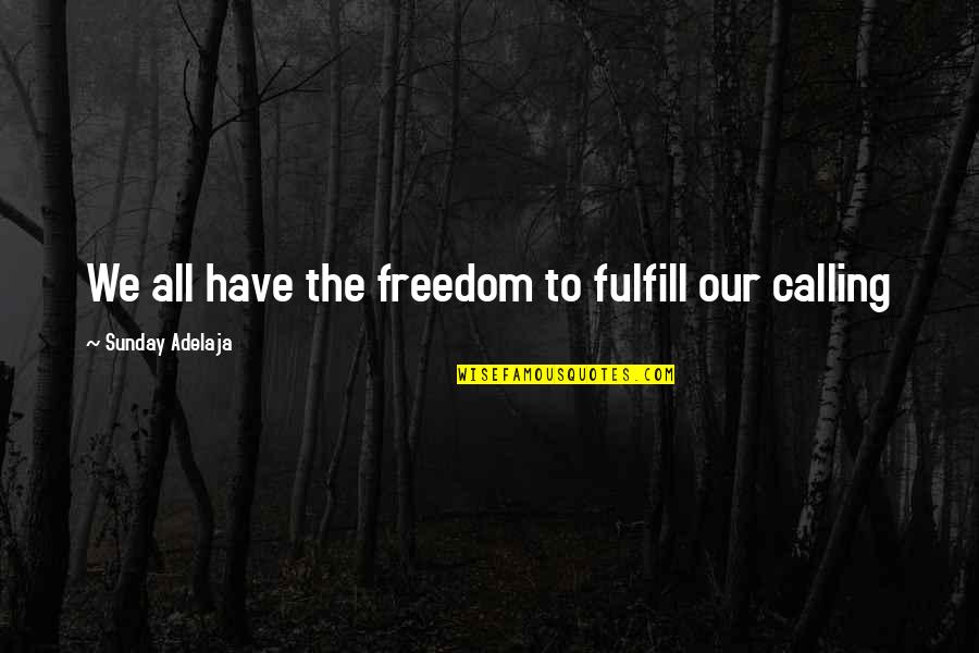 Funny Travel Buddy Quotes By Sunday Adelaja: We all have the freedom to fulfill our Funny Travel Buddy Quotes By Sunday Adelaja: We all have the freedom to fulfill our