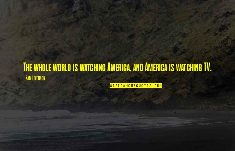 Funny Tv Quotes By Sam Levenson: The whole world is watching America, and America