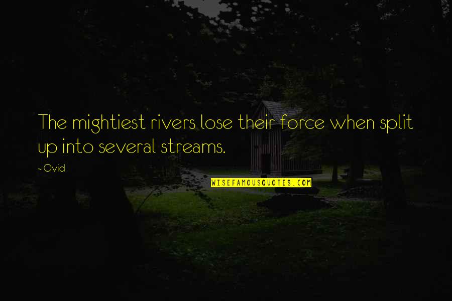 Funny Typography Quotes By Ovid: The mightiest rivers lose their force when split