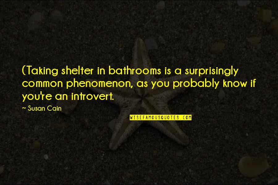 Funny Typography Quotes By Susan Cain: (Taking shelter in bathrooms is a surprisingly common