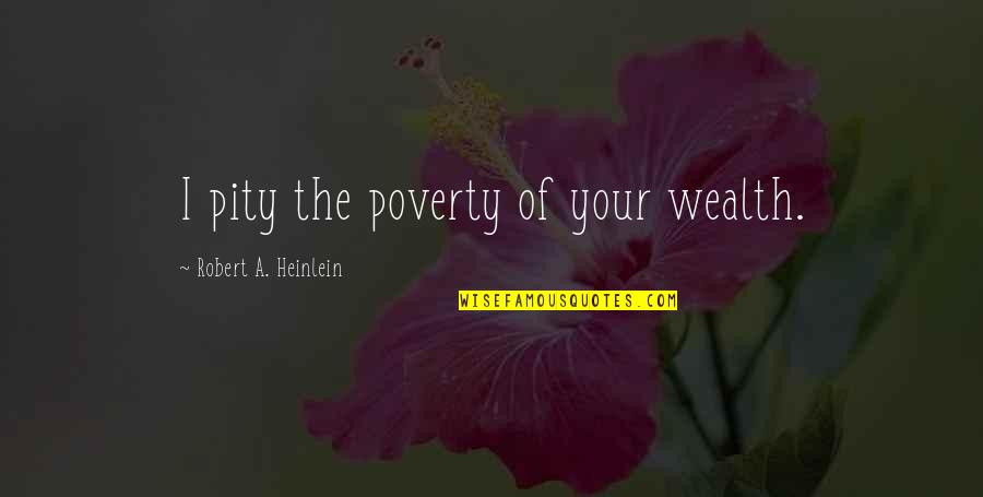 Funny U2 Quotes By Robert A. Heinlein: I pity the poverty of your wealth.