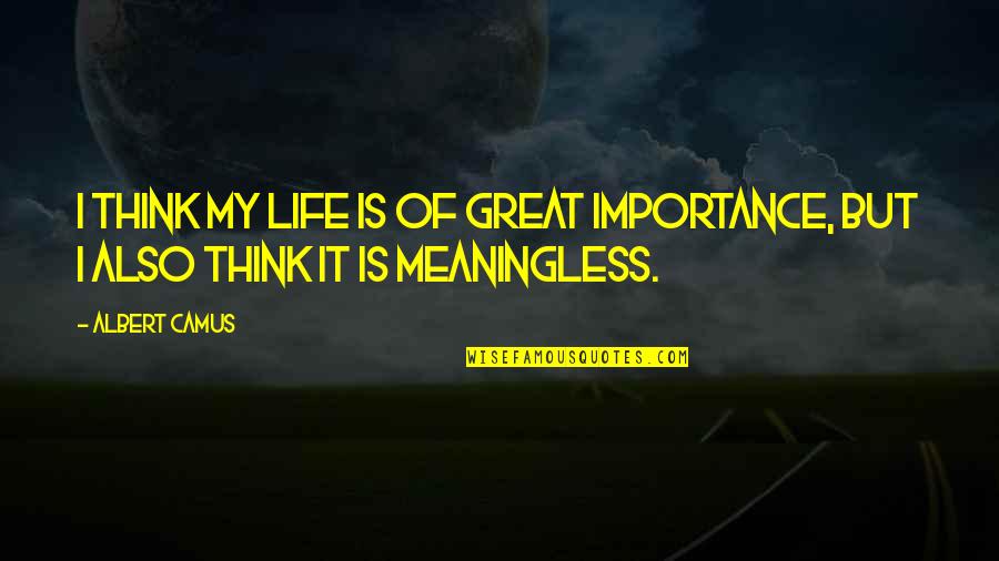 Funny Unprepared Quotes By Albert Camus: I think my life is of great importance,