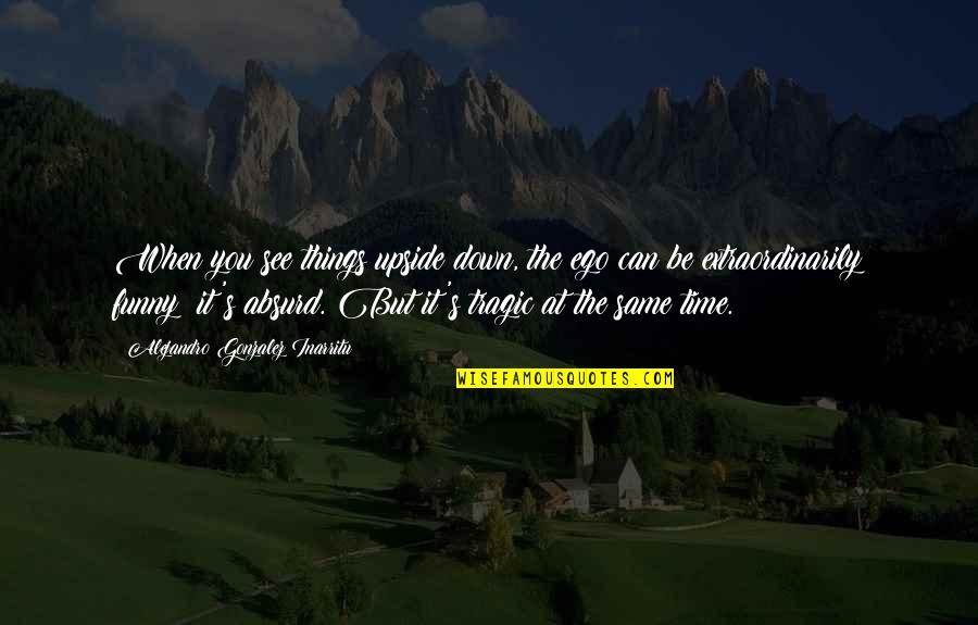 Funny Upside Down Quotes By Alejandro Gonzalez Inarritu: When you see things upside down, the ego