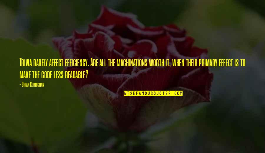 Funny Voice Quotes By Brian Kernighan: Trivia rarely affect efficiency. Are all the machinations