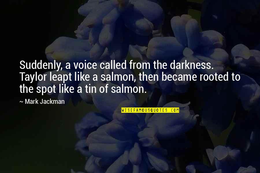 Funny Voice Quotes By Mark Jackman: Suddenly, a voice called from the darkness. Taylor