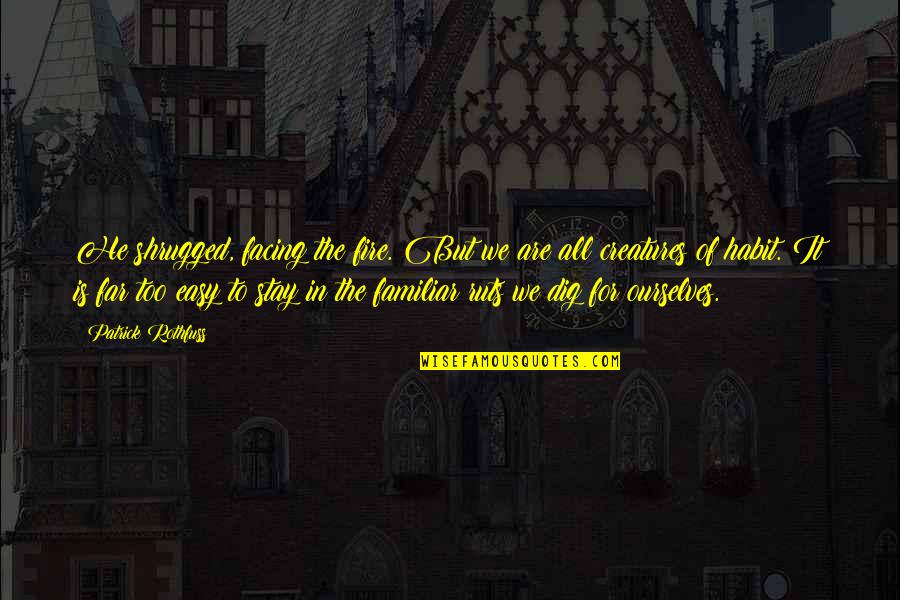 Funny Wax Melt Quotes By Patrick Rothfuss: He shrugged, facing the fire. But we are