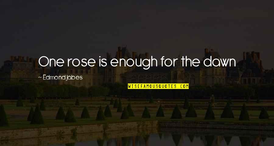 Funny Wealth Management Quotes By Edmond Jabes: One rose is enough for the dawn Funny Wealth Management Quotes By Edmond Jabes: One rose is enough for the dawn