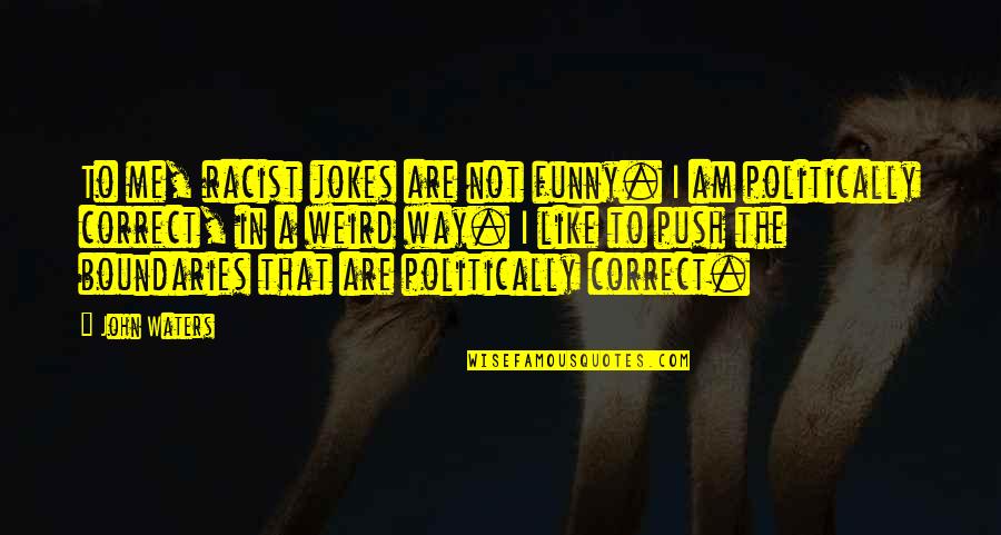 Funny Weird Quotes By John Waters: To me, racist jokes are not funny. I