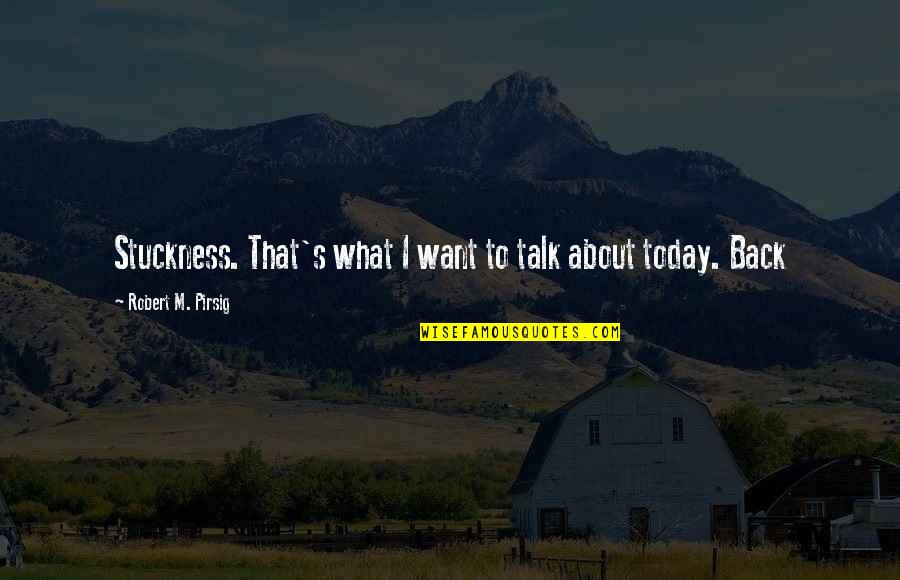 Funny Wine Tasting Quotes By Robert M. Pirsig: Stuckness. That's what I want to talk about