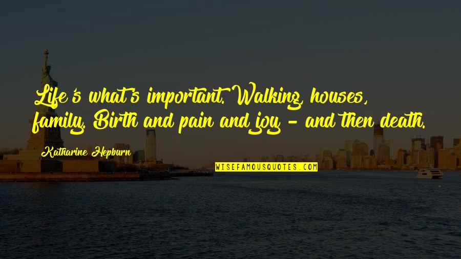 Funny Woman Cooking Quotes By Katharine Hepburn: Life's what's important. Walking, houses, family. Birth and