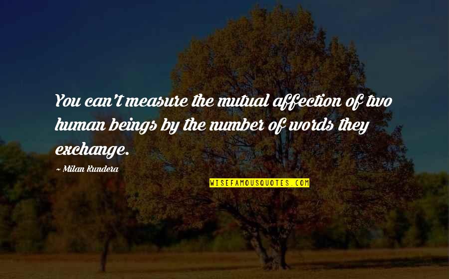 Funny Workstation Quotes By Milan Kundera: You can't measure the mutual affection of two