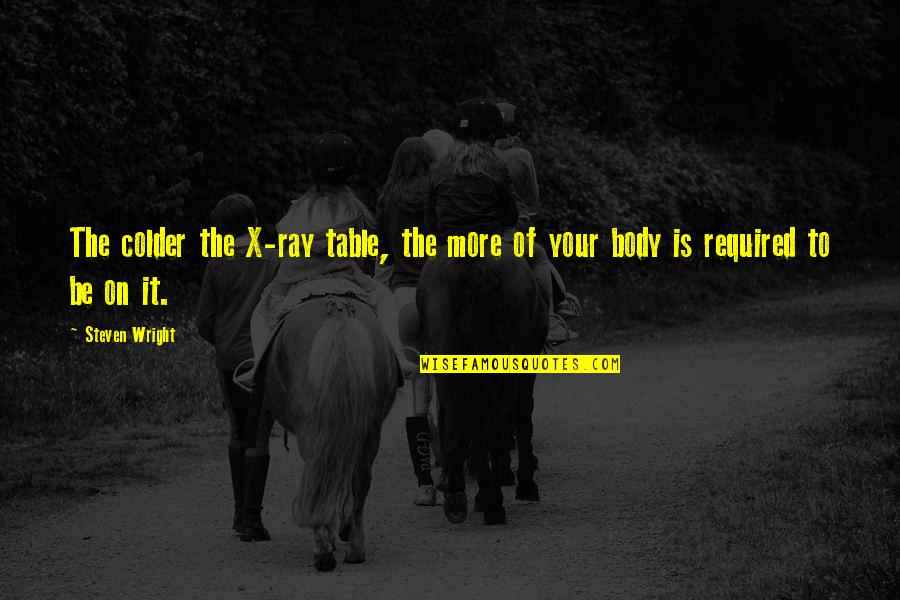 Funny X Ray Quotes By Steven Wright: The colder the X-ray table, the more of