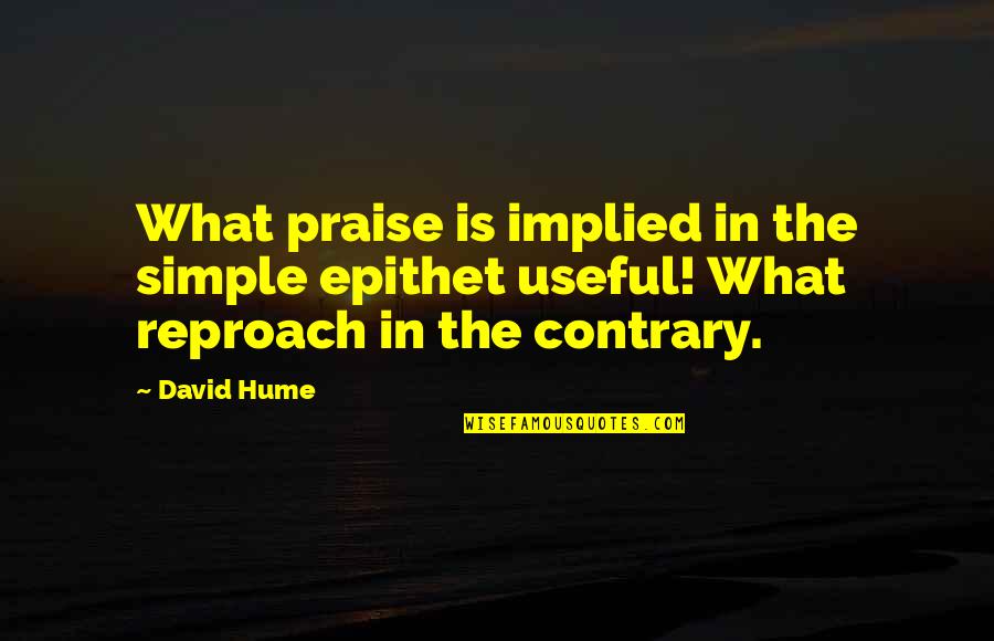 Funny Year 11 Quotes By David Hume: What praise is implied in the simple epithet