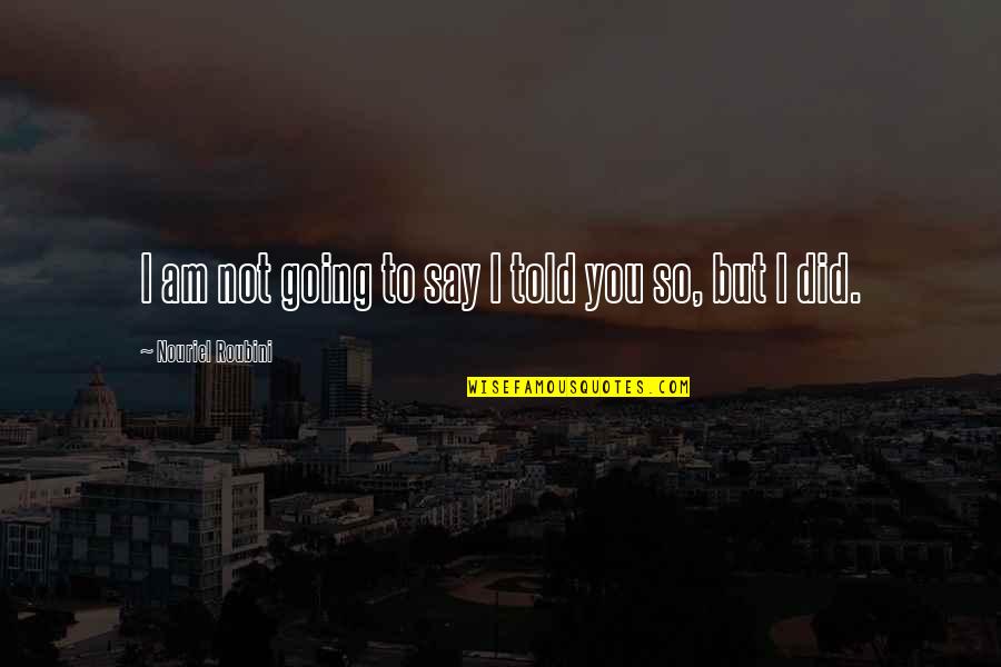 Funny You Did It Quotes By Nouriel Roubini: I am not going to say I told