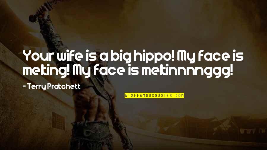 Funny Your Face Quotes By Terry Pratchett: Your wife is a big hippo! My face