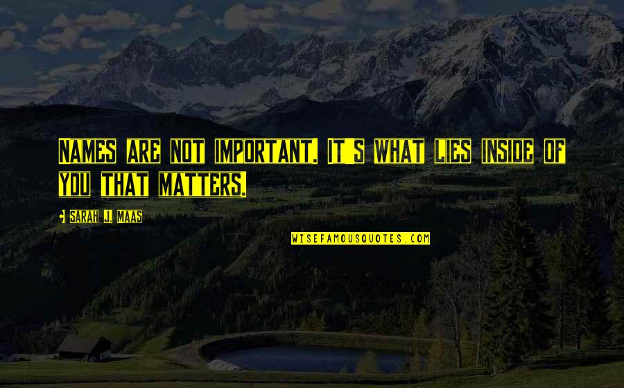 Furless Quotes By Sarah J. Maas: Names are not important. It's what lies inside