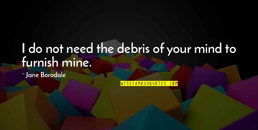Furnish'd Quotes By Jane Borodale: I do not need the debris of your