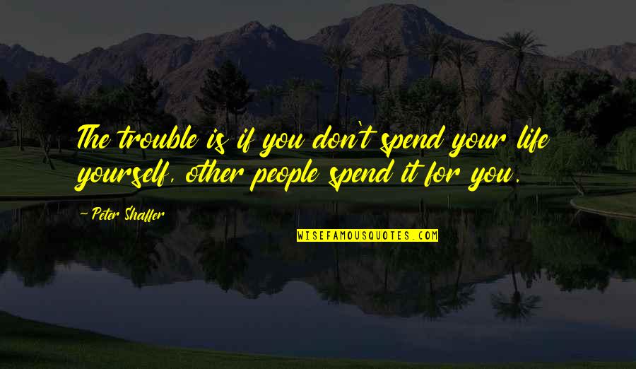 Furnishing Dignity Quotes By Peter Shaffer: The trouble is if you don't spend your Furnishing Dignity Quotes By Peter Shaffer: The trouble is if you don't spend your