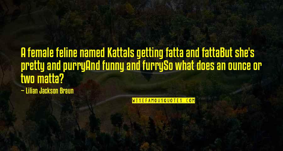 Furry Quotes By Lilian Jackson Braun: A female feline named KattaIs getting fatta and