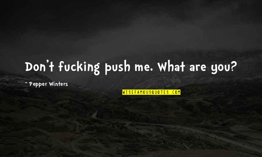 Furthers Quotes By Pepper Winters: Don't fucking push me. What are you? Furthers Quotes By Pepper Winters: Don't fucking push me. What are you?