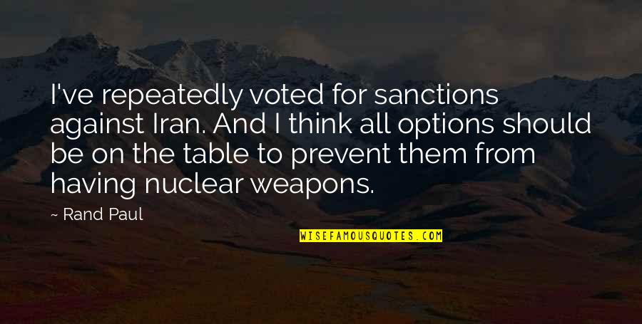 Furuba Quotes By Rand Paul: I've repeatedly voted for sanctions against Iran. And