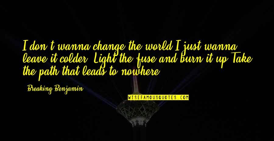 Fuse Quotes By Breaking Benjamin: I don't wanna change the world,I just wanna