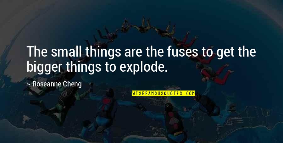 Fuses Quotes By Roseanne Cheng: The small things are the fuses to get