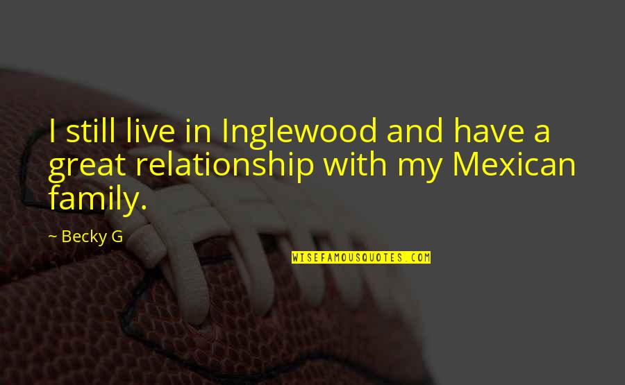 Futbolo Butsai Quotes By Becky G: I still live in Inglewood and have a
