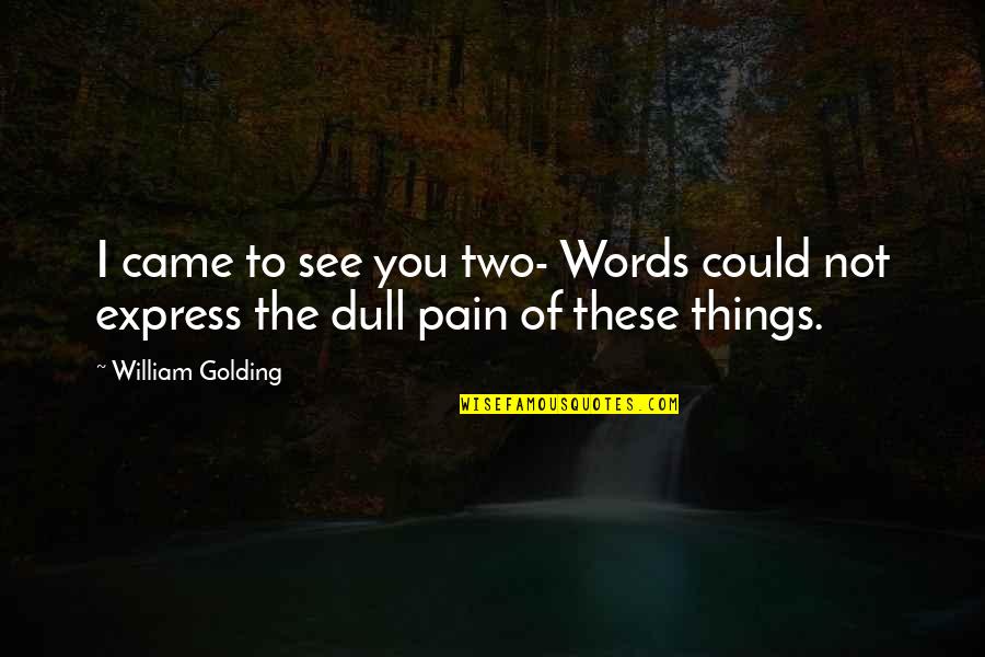 Futil Quotes By William Golding: I came to see you two- Words could
