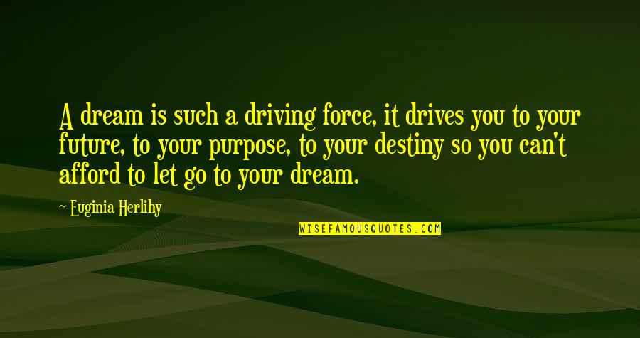 Future And Destiny Quotes By Euginia Herlihy: A dream is such a driving force, it