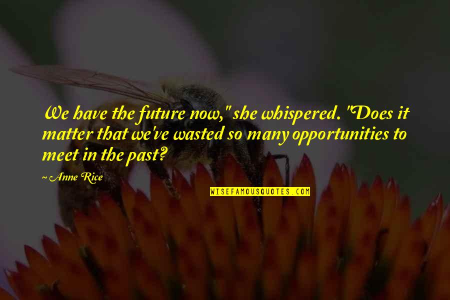 Future And Past Meet Quotes By Anne Rice: We have the future now," she whispered. "Does Future And Past Meet Quotes By Anne Rice: We have the future now," she whispered. "Does