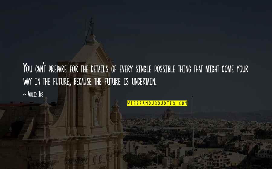Future For You Quotes By Auliq Ice: You can't prepare for the details of every