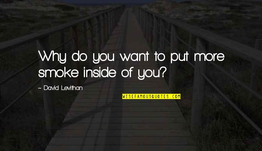 Future India Quotes By David Levithan: Why do you want to put more smoke