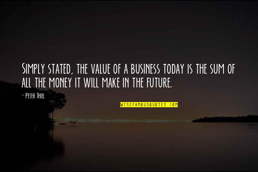Future Of Business Quotes By Peter Thiel: Simply stated, the value of a business today